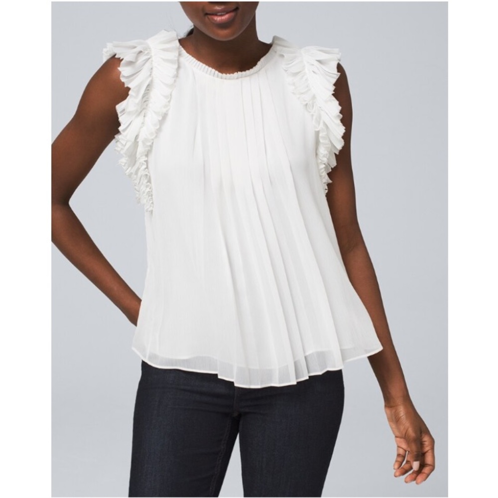 WHBM | MICRO PLEATED SHELL IN ECRU